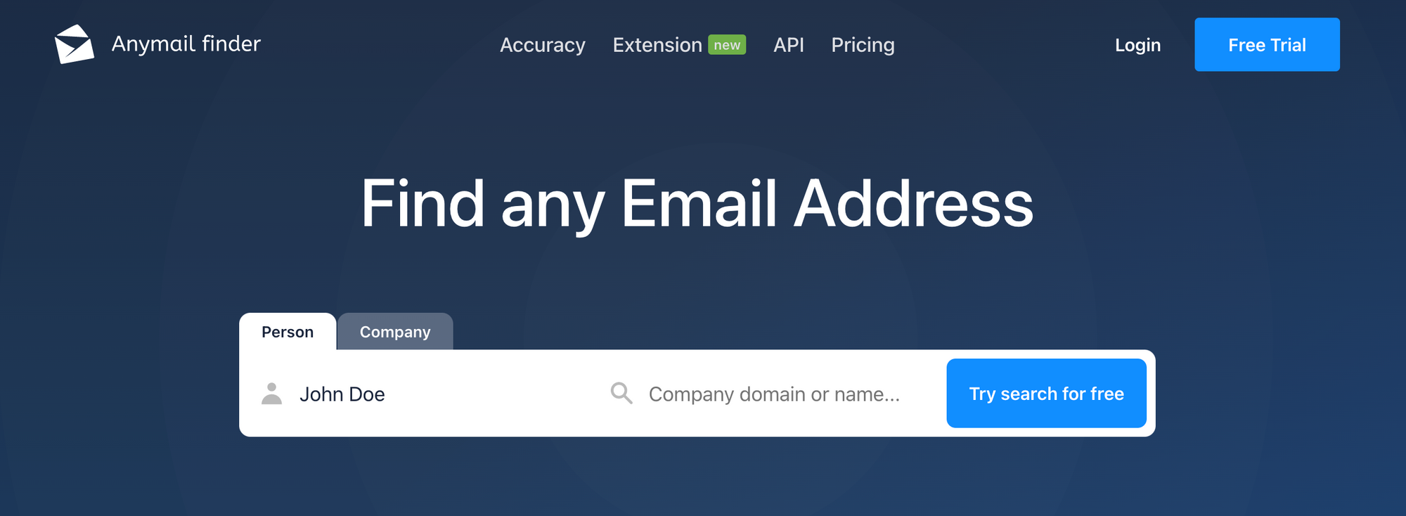 AnyMail Finder main page