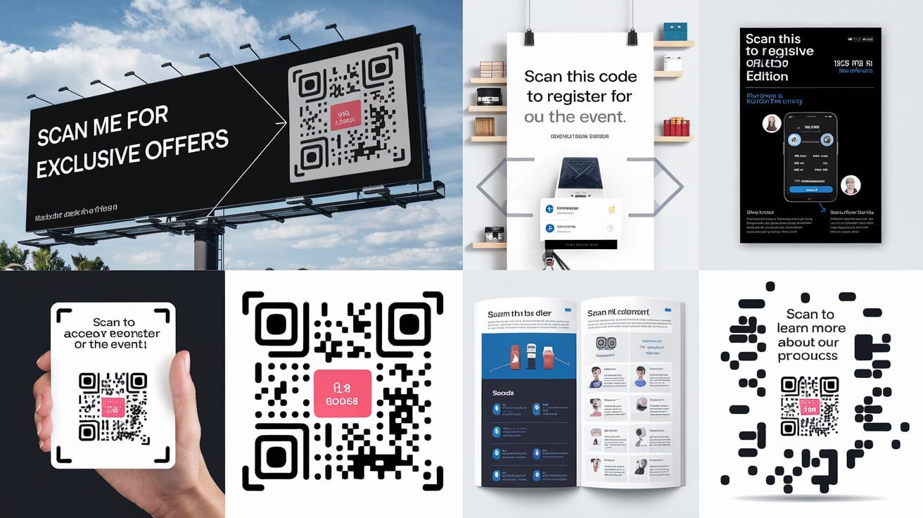 An image showing the use of QR codes in different digital networking scenarios