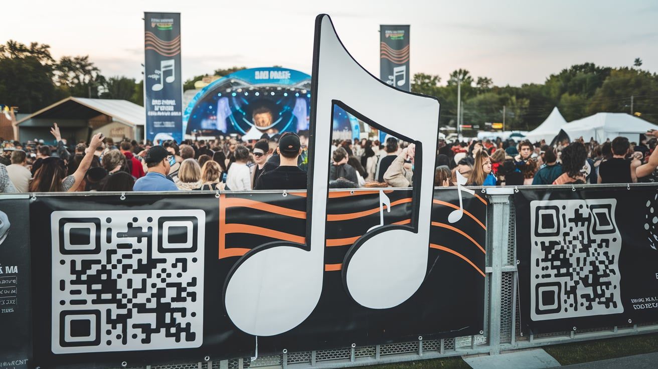 Music QR codes on promotional materials, social media, and at music events