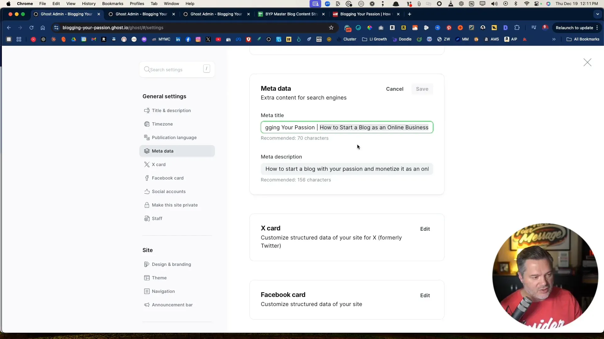 Editing individual blog post metadata in Ghost